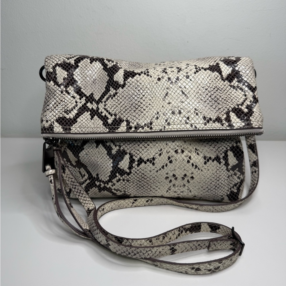 MARGOT NEW YORK ‘’snake ” Genuine Leather Expandable Crossbody Purse